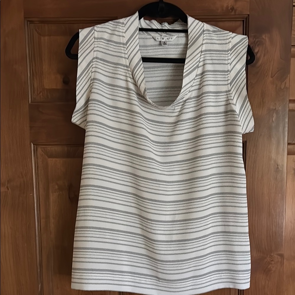 CAbi White and Black Blouse SZ S
